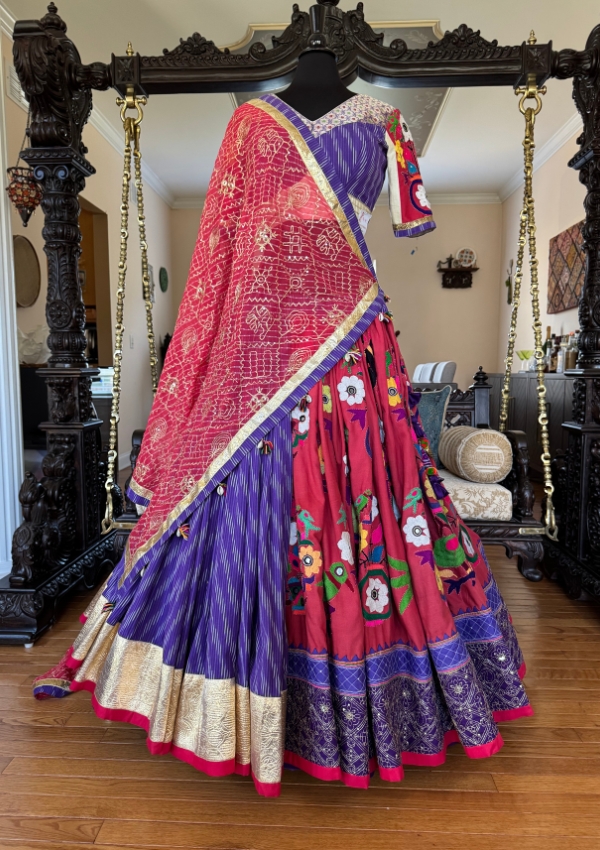 Purple Red Festive Navratri Choli